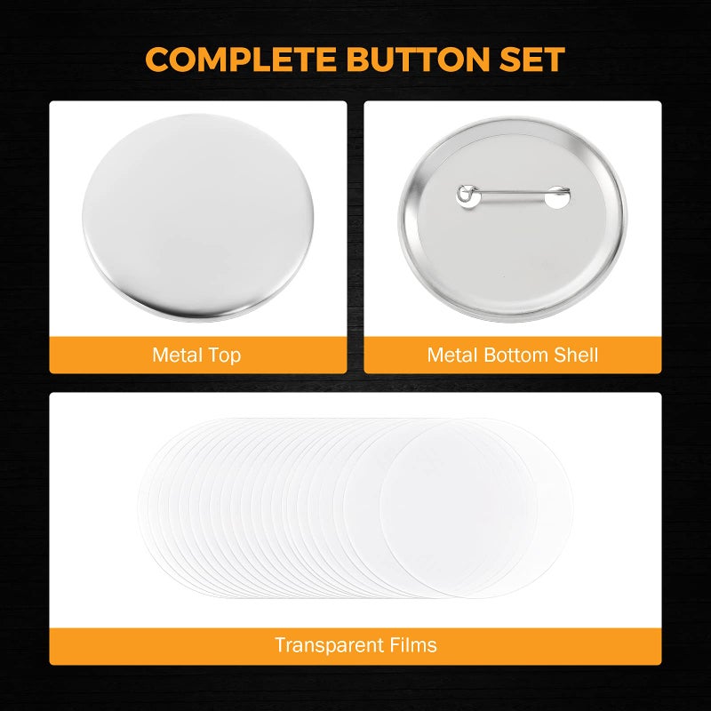 BEAMNOVA 100 Sets of Metal Button Supplies Blank 32mm / 1.26 in (Approx. 1-1/4 inch) for Button Maker Machine, Slick Metallic Back, Badge Making Parts Round DIY Pin Maker - Image 3